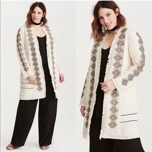 Torrid Insider Collection Bohemian Linen Blend Duster Cardigan Size 00